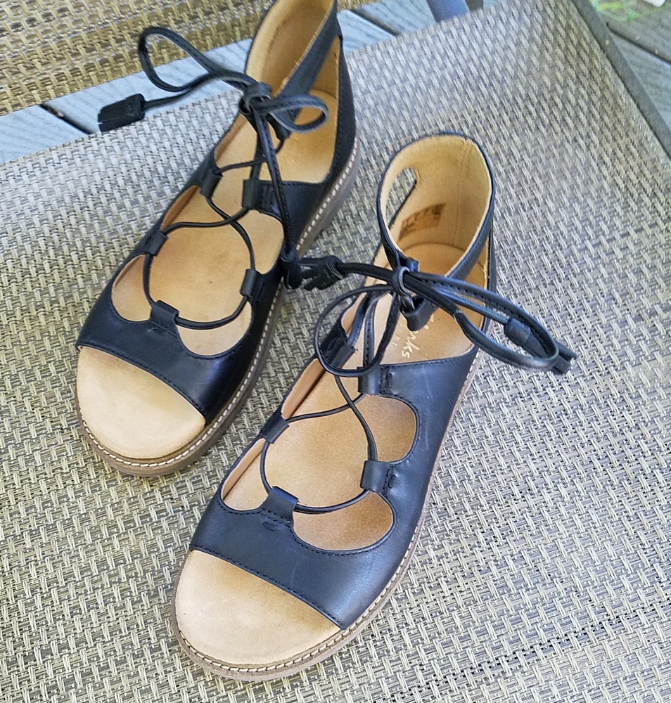 Clark's Artisan black leather gladiator sandals